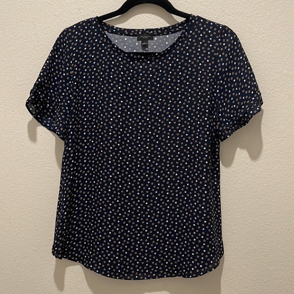 Navy blouse with tiered ruffles on sleeves - Picture 5 of 6